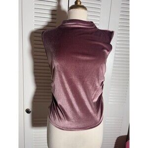A New Day Blouse Size M Quiet Luxury Maximalist Velvet Mauve Soft Top